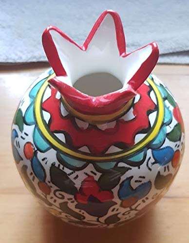 Pomegranate Armenian Ceramic Vase for Flowers Red Decor Israel Ceramic Jewish Home Blessing. Judaica Gifts for tthe Home.